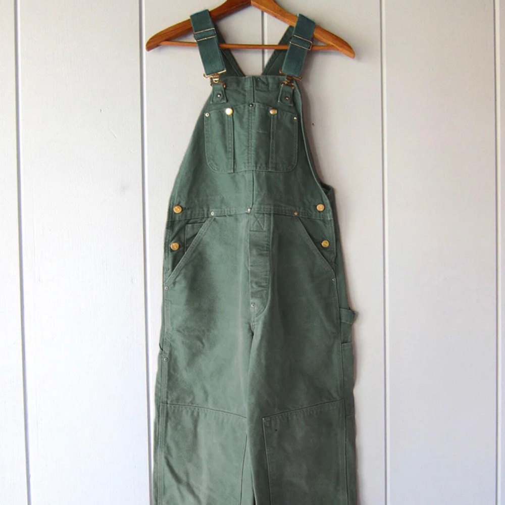 Forest Green & a Tan Women's Denim Overalls